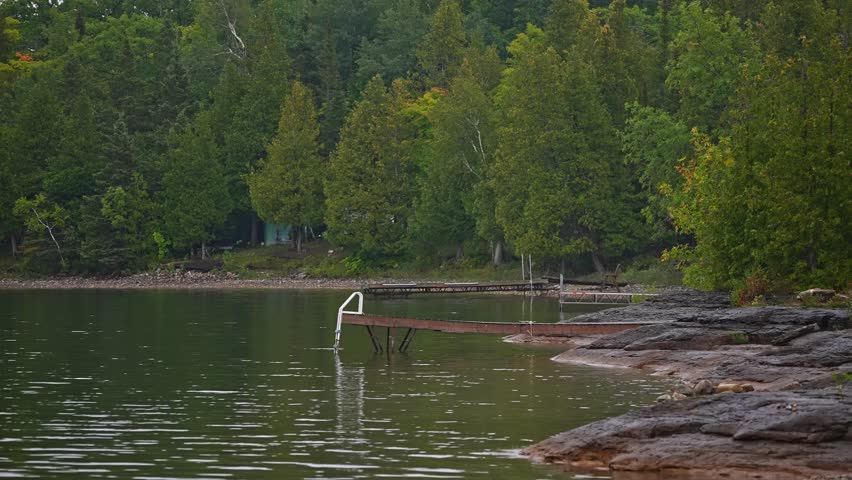 Located in Manitoulin Island, Northern Ontario, Canada, Pike Lake, mesmerizing panoramic view of the expansive wetlands wilderness. Serene and tranquil haven, peaceful meditation spot.