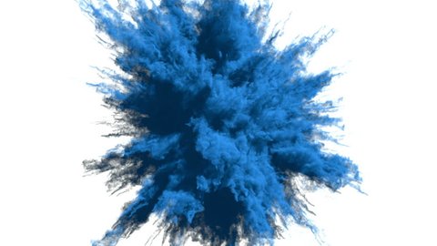 Animation of a colored explosion of a powder. 3D rendering.