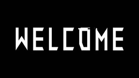Welcome word sign glitch effect anaglyph looped animation black background chromakey display