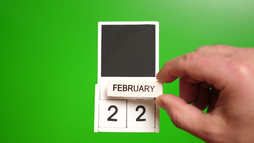 Calendar with the date February 22 on a green background. Illustration for an event of a certain date. Royalty-Free Stock Footage #3397168381