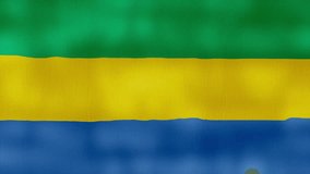 Gabon flag waving cloth Perfect Looping, Full screen animation 4K Resolution.