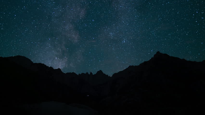 Delta Aquarids Meteor Shower and Milky Way Galaxy and Sunrise 50mm West Sky Mt Whitney Peaks Sierra Nevada California USA Time Lapse Royalty-Free Stock Footage #3397257373