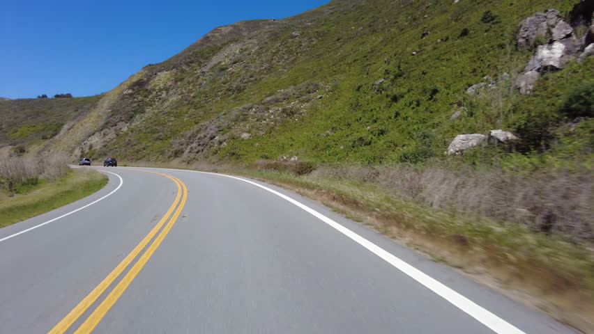 Big Sur Pacific Coast Highway Northbound 5 Limekiln State Park to Big Creek Bridge 11 Front View MultiCam Driving Plate California USA