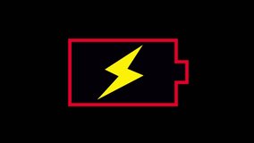 Battery charge level, power energy, electricity icon. Animated video.