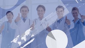 Animation of financial data processing over diverse doctors. Global medicine, business, connections, computing and data processing concept digitally generated video. - Powered by Shutterstock - Get 15% off with code: PIKWIZARD15
