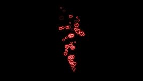 A steady upward stream of neon red heart shapes. Social media or Valentines day concept reacting to affectionate or loving post. Overlay graphic effect, black background for screen blending. - Powered by Shutterstock - Get 15% off with code: PIKWIZARD15