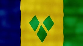 Saint Vincent and the Grenadines flag waving cloth Perfect Looping, Full screen animation 4K Resolution.