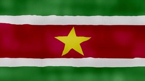 Suriname Flag waving cloth Perfect Looping, Full screen animation 4K Resolution.