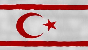 Turkish Republic of Northern Cyprus Flag waving cloth Perfect Looping, Full screen animation 4K Resolution.