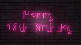 Happy Birthday Neon Text Animation with Glittering black Background. 
happy 18th birthday, happy birthday 18 years, 18th birthday background, - Powered by Shutterstock - Get 15% off with code: PIKWIZARD15
