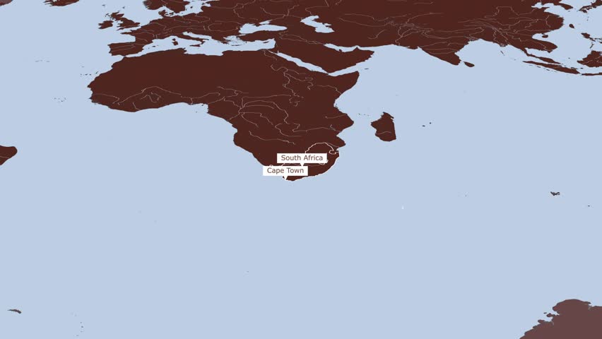 Rotating map of South Africa and Cape Town