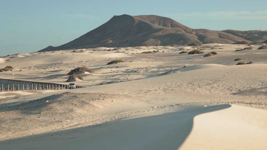 FV1 coast road through Grandes Playas, parque natural de corralejo, Corralejo La Oliva Fuerteventura