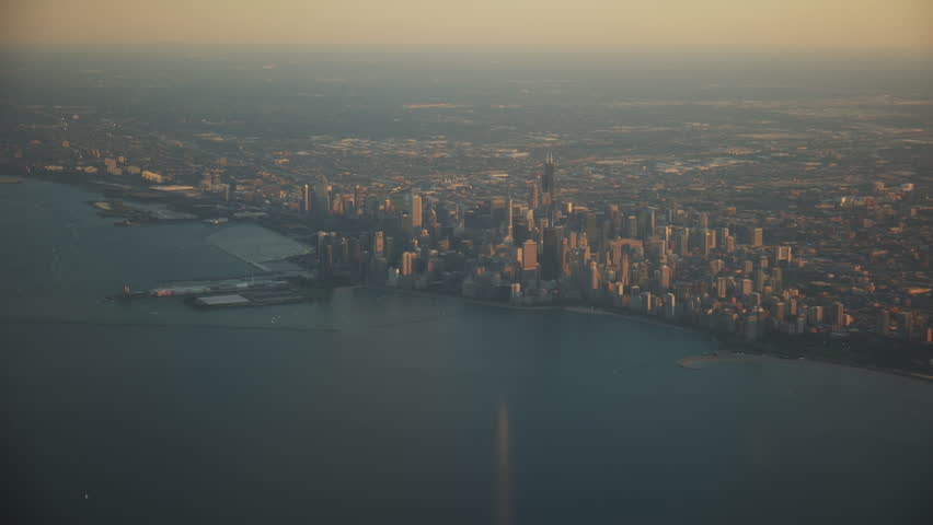 View from the plane of plane landing in Chicago O'hare airport Royalty-Free Stock Footage #3398001017