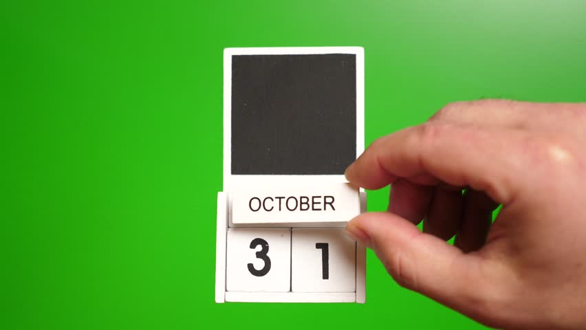 Calendar with the date October 31 on a green background. Illustration for an event of a certain date. Royalty-Free Stock Footage #3398018005