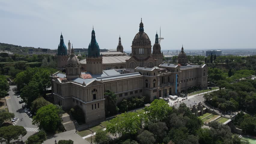 Aerial view of Montjuic castle, Spain