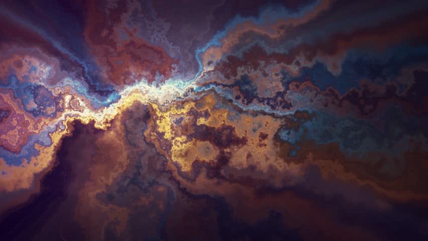 Natural beautiful marble turbulent pattern blue yellow texture animation background - new unique quality colorful joyful motion dye effect wave dynamic holiday mineralogy science mining video footage
