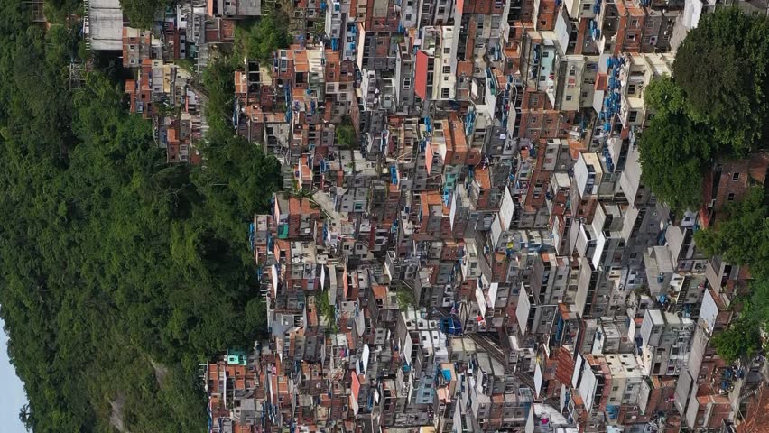 Cantagalo-Pavao-Pavaozinho Favelas. Rio de Janeiro, Brazil. Aerial View. Orbiting. Vertical Video Royalty-Free Stock Footage #3398107759