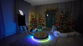 Valmiera, Latvia - December 16, 2023 -  A view of a 360 degree social media camera, seen at a local party. Video booth during celebration party