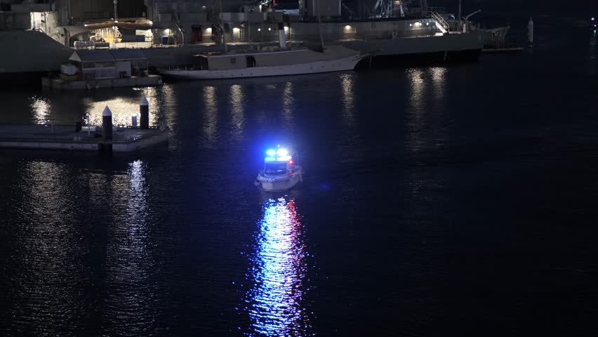 Sydney Harbor Police Boat at Night