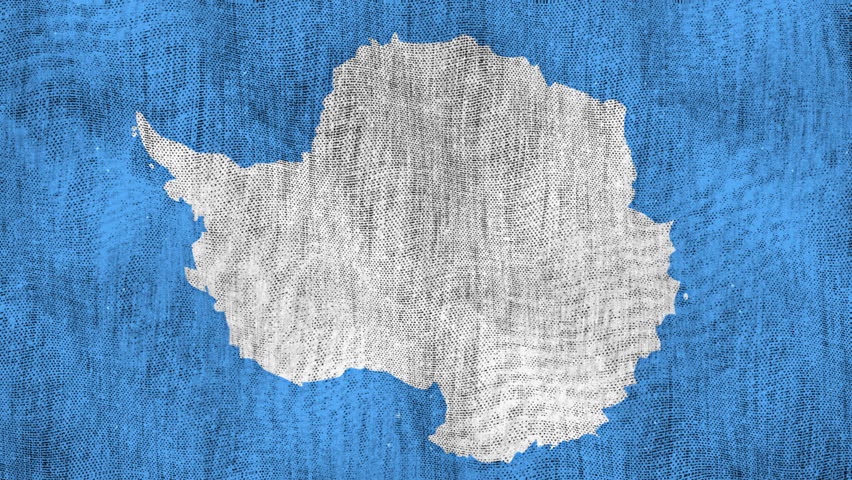 A shabby, old Antarctica flag waved in the wind