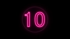 Neon countdown timer number animation 4k 