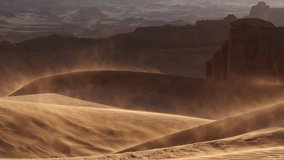 Sand blowing over dunes in wind, sandstorm in Gobi desert, Mongolia - Powered by Shutterstock - Get 15% off with code: PIKWIZARD15