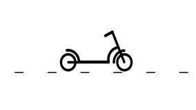  kick scooter, with editable stroke. Electric scooter silhouette, eco vehicle pictogram. Rental electric kick scooter ANIMATION. Scooter icon .
