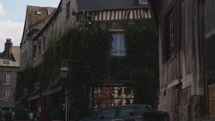 ancient city in France, close-up of rare houses