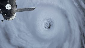 
Satellite view of Huge Hurricane moving over Earth. Hyper Realistic Animation. Elements of this video furnished by NASA.