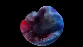 3d render abstract art video animation with the surreal ball with liquid water substance inside based on small ball spheres particles inside in fluorescent neon blue red white gradient color on black - Powered by Shutterstock - Get 15% off with code: PIKWIZARD15