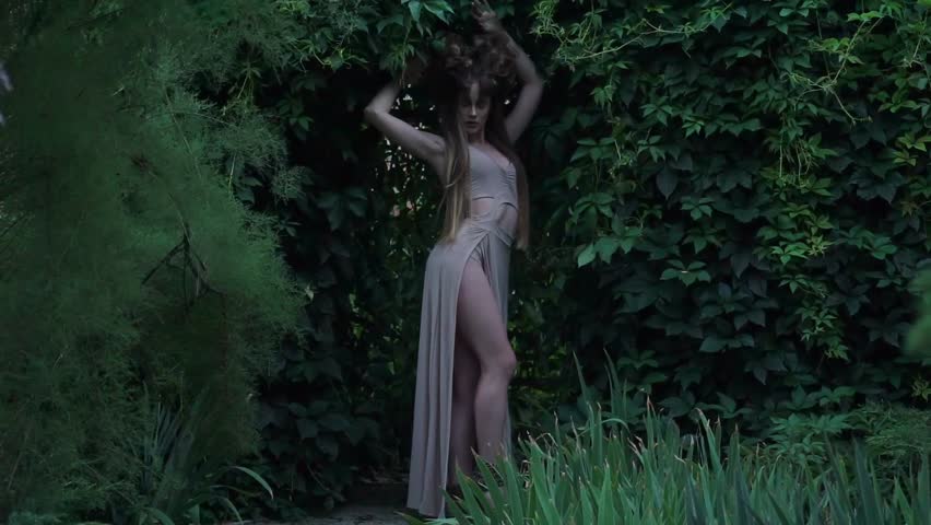 Slow Motion Elf woman in a magical forest