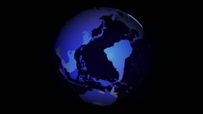 Global earth graphics, rotating in seamless loop. Background texture filler, for TV news technology intros, or logo animations.