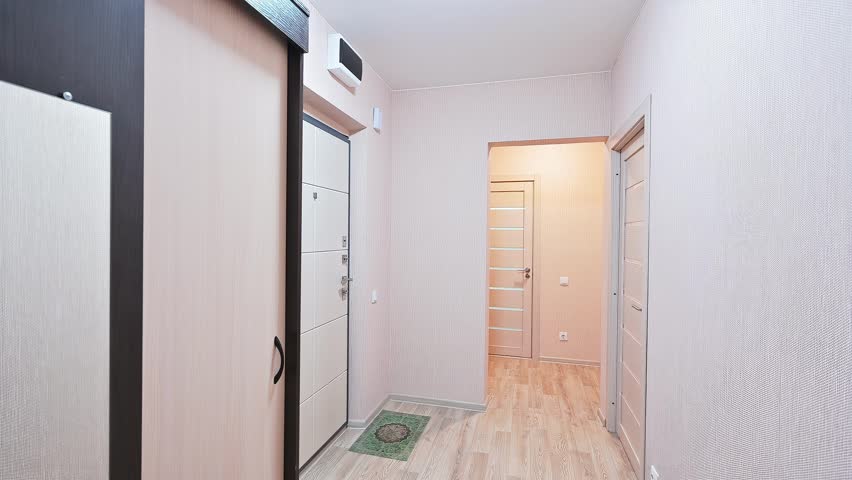 interior apartment room, home decoration, corridor, hallway, doors and mirrors