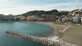 Aerial video of Costa del Sol, a beautiful Mediterranean coast in Malaga, Andalusia, Spain