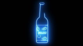 animated video of a soju drink bottle icon with a glowing neon effect
