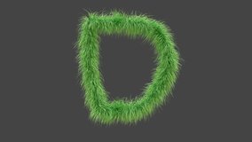 3D animation green grass letter D, isolated beautiful letter of green grass blowing in the wind, 3D rendering, RGB Alpha, UHD 4K. 3D Illustration - Powered by Shutterstock - Get 15% off with code: PIKWIZARD15