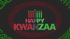 Happy Kwanzaa and candles on Kwanzaa animated background for happy kwanzaa. - Powered by Shutterstock - Get 15% off with code: PIKWIZARD15