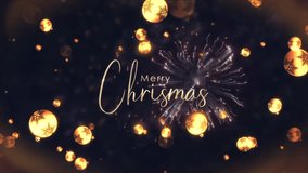 Merry Christmas golden text shine light animation with beautiful gold snowflakes and flare light burst cinematic title abstract background. New year title intro festival decorate celebrate. - Powered by Shutterstock - Get 15% off with code: PIKWIZARD15