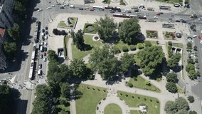 Captivating aerial video of the Park of Saints Cyril and Methodius in central Belgrade, Serbia