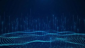 4K Digital cyberspace particles Digital data network connections. Crypto currency, big data, block chain technology. lines surface waves. Hi-tech information flow, blockchain, bigdata. 3D Illustration - Powered by Shutterstock - Get 15% off with code: PIKWIZARD15