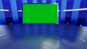 Dynamic News Broadcasting, 3D Virtual Studio with Green Screen Background , Experience dynamic news broadcasting in a 3D virtual studio with a green screen background, offering a captivating space - Powered by Shutterstock - Get 15% off with code: PIKWIZARD15