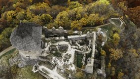 Beautiful Drone video of Holloko Castle in Autumn Hungary