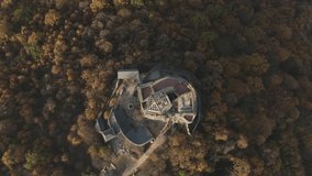 Beautiful Drone video of Holloko Castle in autumn Hungary