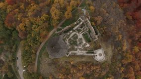 Beautiful Drone video of Holloko Castle in autumn Hungary Castle in autumn Hungary 4K Drone Flying Around The Ruins Of The Castle Of