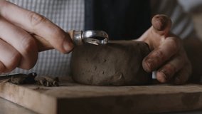 Embark on an enchanting journey into the heart of artisanal mastery as skilled hands meticulously shape raw clay into unique cups. This mesmerizing video unveils the symbiotic dance between human