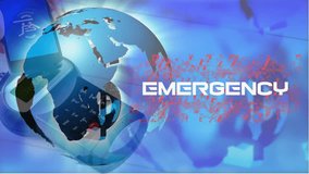 Animation of globe and emergency data processing over payment terminal. Global finance, business, connections, computing and data processing concept digitally generated video.
