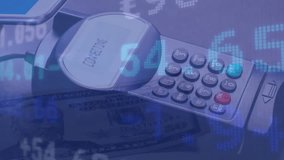 Animation of financial data processing over payment terminal. Global finance, business, connections, computing and data processing concept digitally generated video. - Powered by Shutterstock - Get 15% off with code: PIKWIZARD15