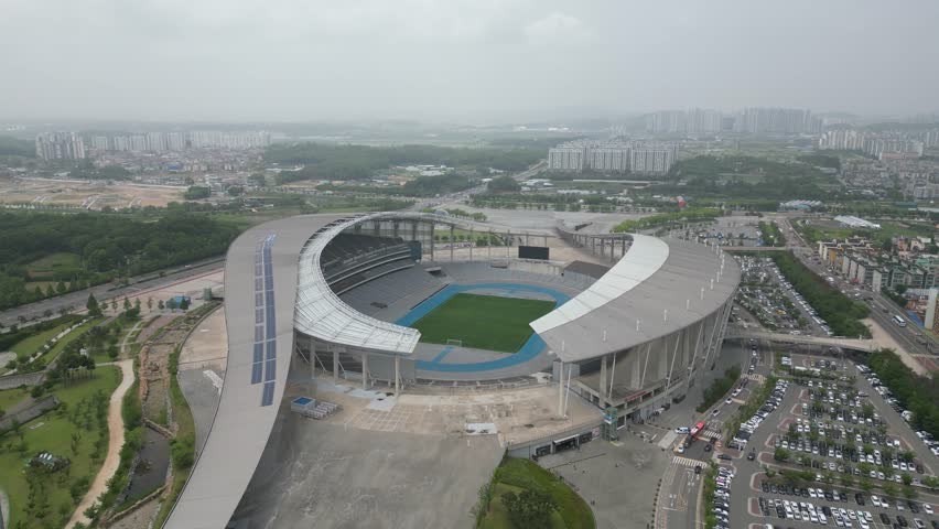 Large stadium in Korea river side