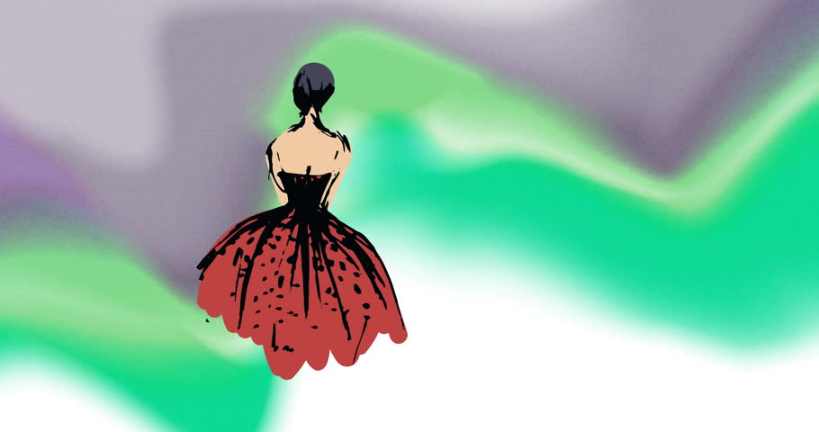 Animation of fashion drawing of woman