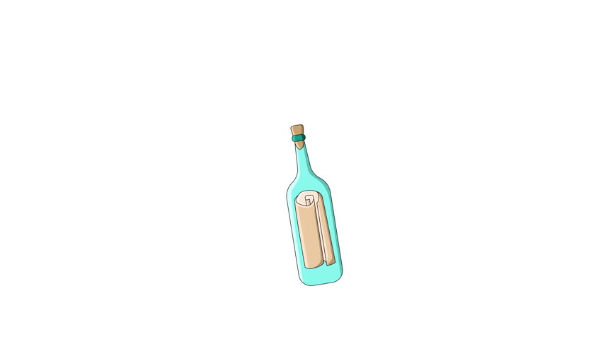 animated video of the message icon in a bottle.4k video quality